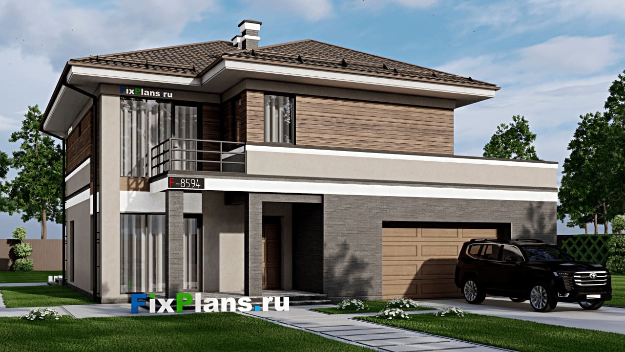 Двухэтажный дом F-8594 — фасад