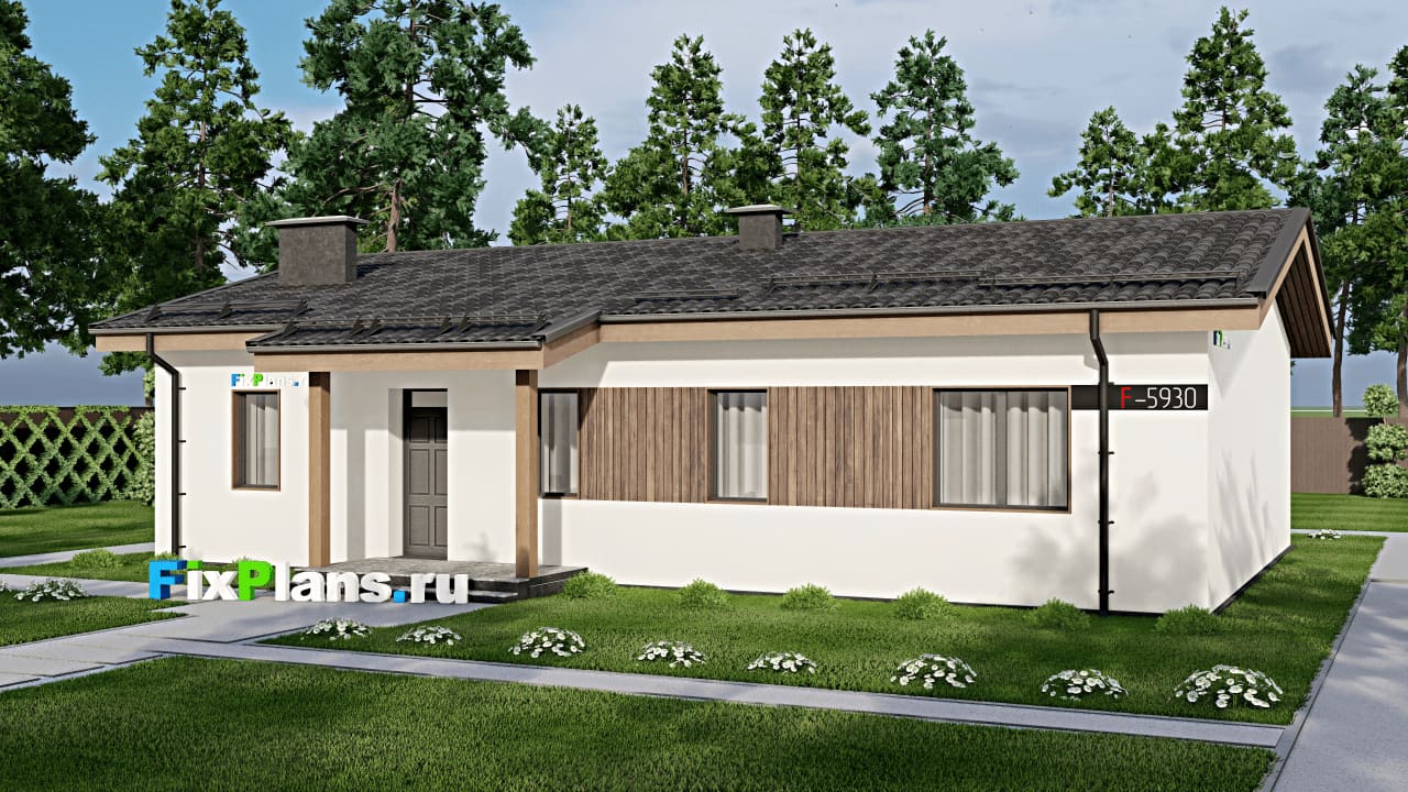 Одноэтажный дом F-5930 — фасад