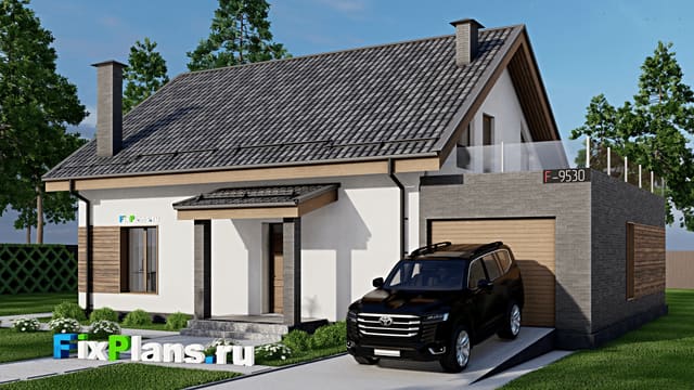 Одноэтажный дом с мансардой  F-9530