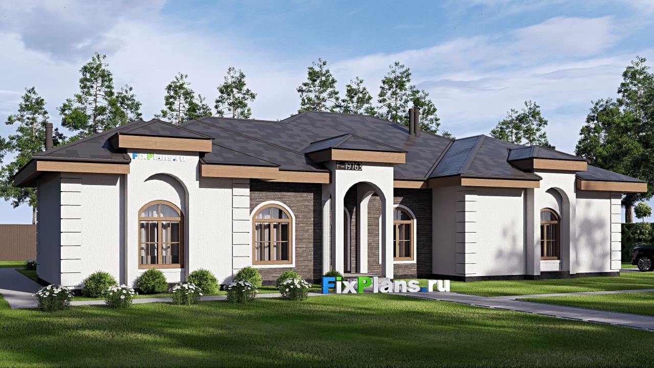 Одноэтажный дом F-19763 — фасад