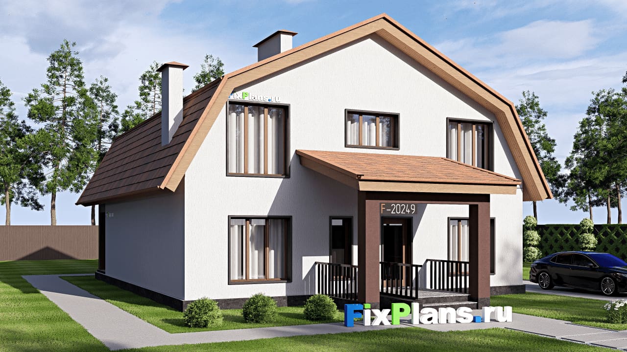 Одноэтажный дом с мансардой  F-20249 — фасад