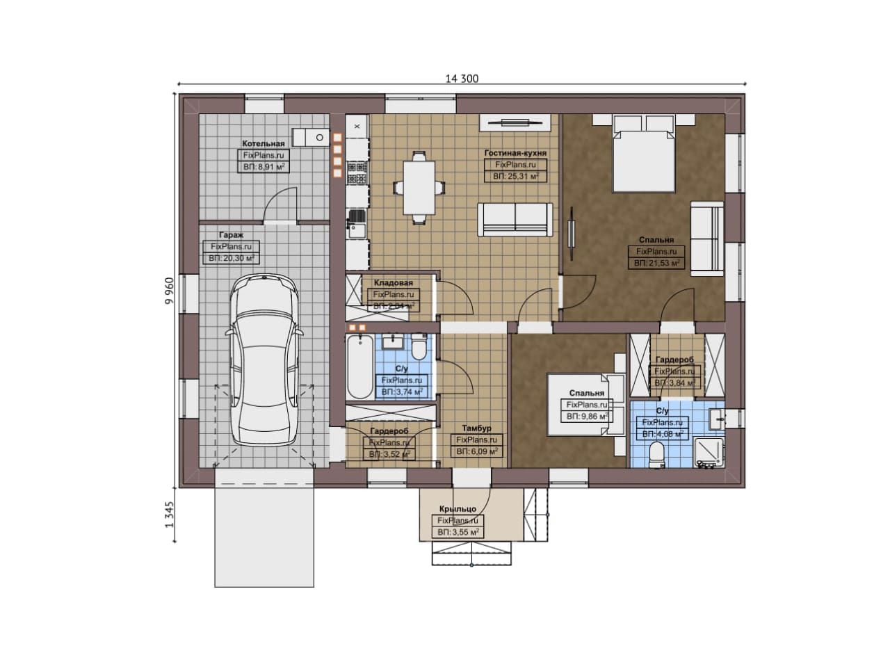 Планировка Одноэтажный дом F-3905