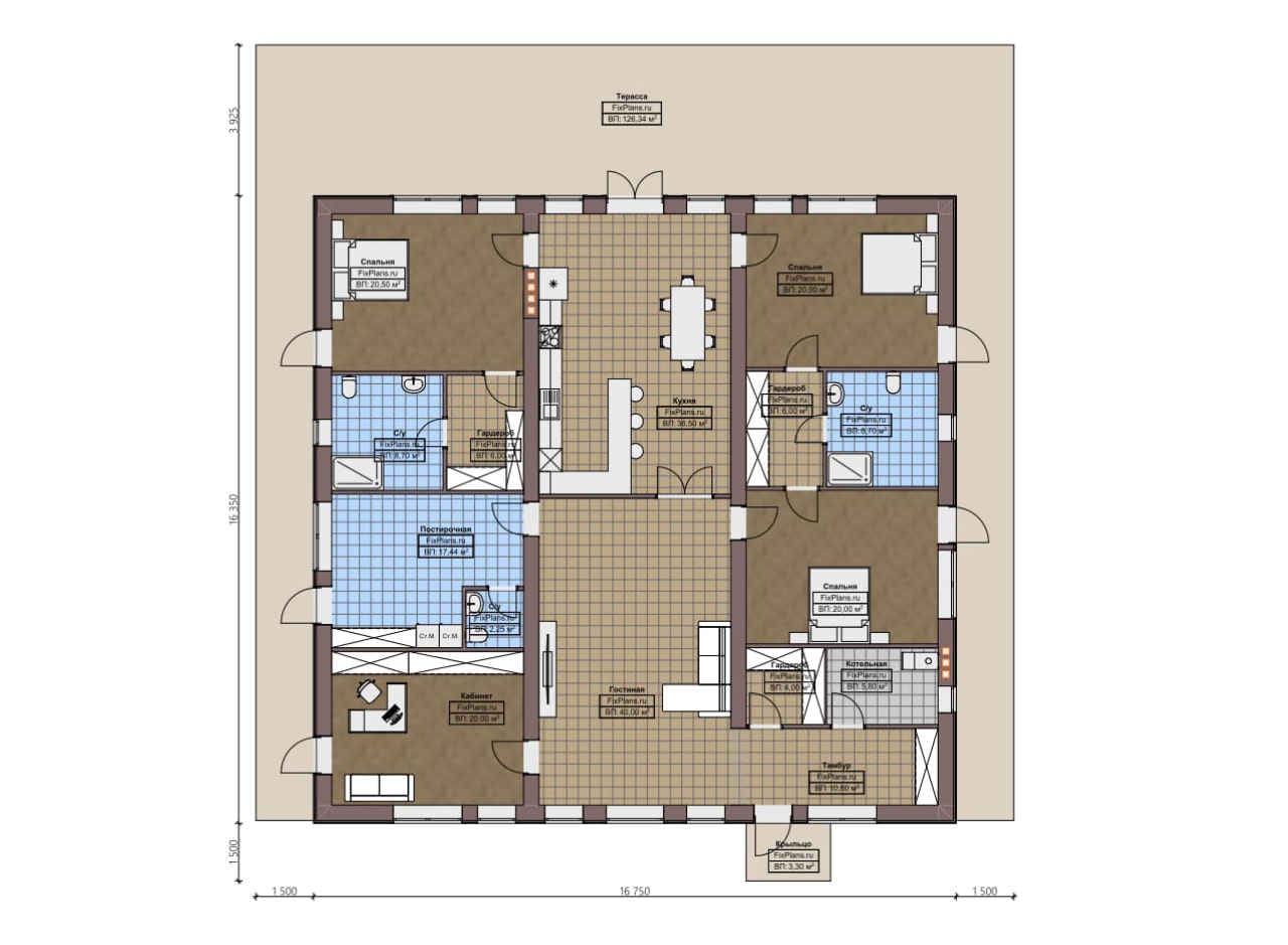 Планировка Одноэтажный дом F - 2447